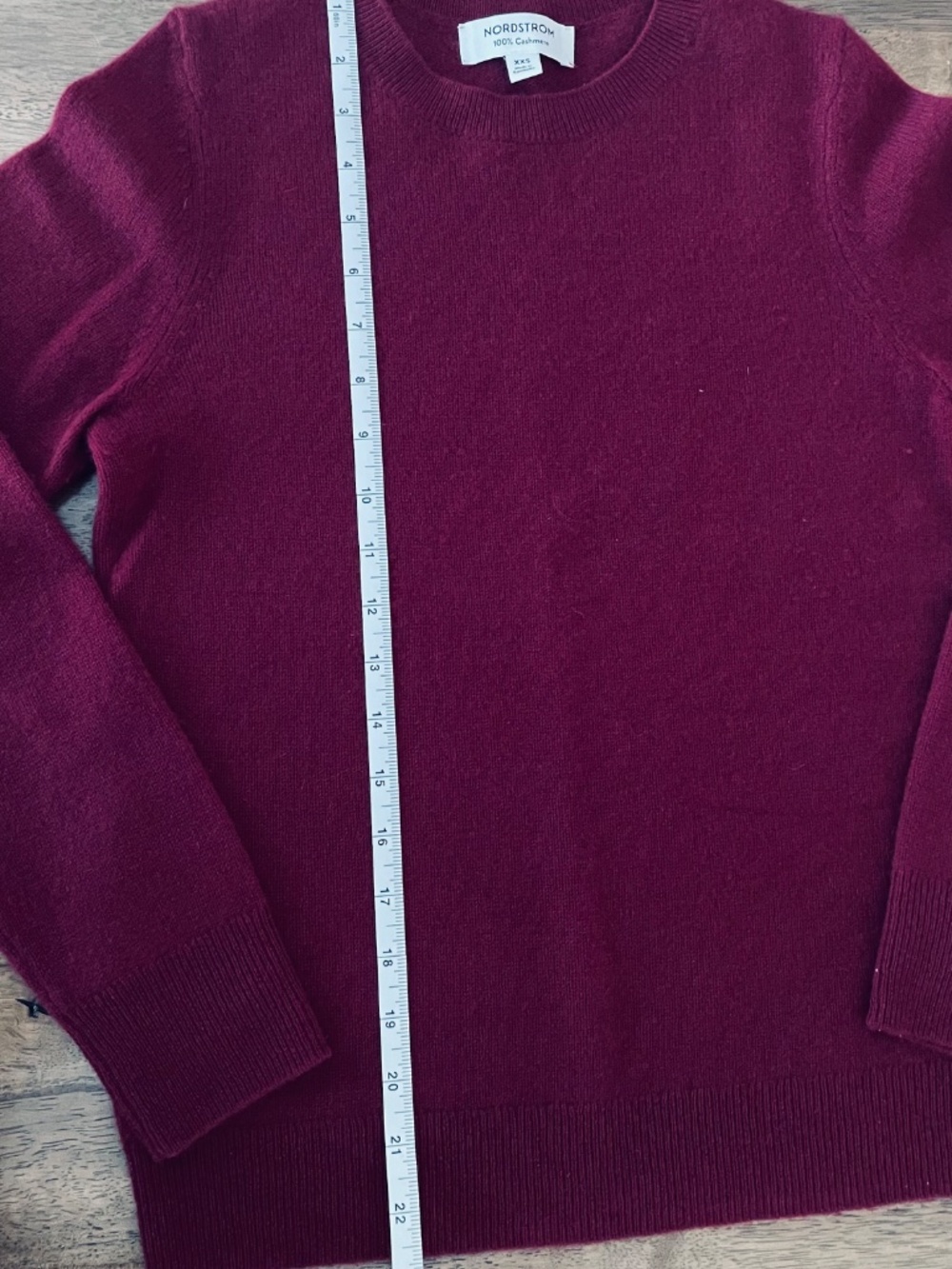 Nordstrom 100% cashmere sweater cranberry color - Picture 2 of 5